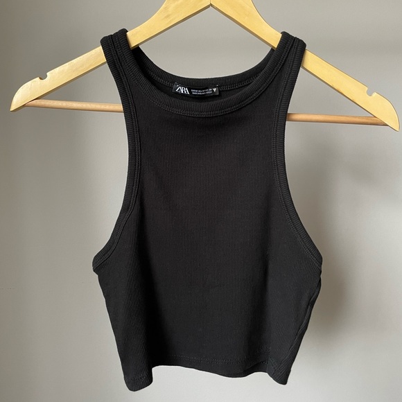 Zara Black Ribbed Tank Top - Picture 3 of 11